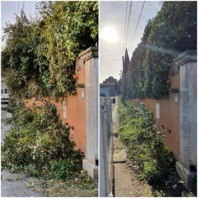 Mur et portail dégagés de la végétation — Herblay-sur-Seine